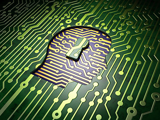 Image showing Education concept: Head With Keyhole on circuit board background