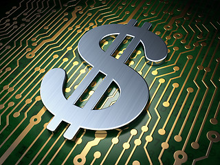 Image showing Currency concept: Dollar on circuit board background