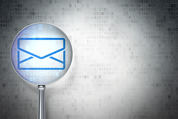 Image showing Business concept:  Email with optical glass on digital background