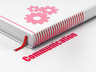 Image showing Advertising concept: book Gears, Communication on white background