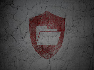 Image showing Business concept: Folder With Shield on grunge wall background