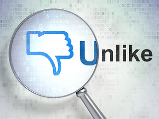 Image showing Social media concept: Thumb Down and Unlike with optical glass