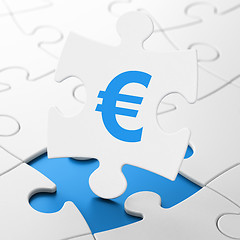 Image showing Currency concept: Euro on puzzle background