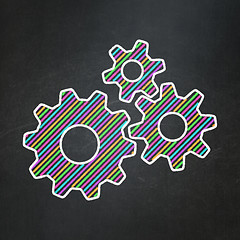 Image showing Information concept: Gears on chalkboard background