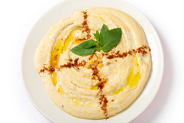 Image showing Hummus from above