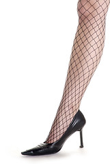 Image showing womans leg and net stocking