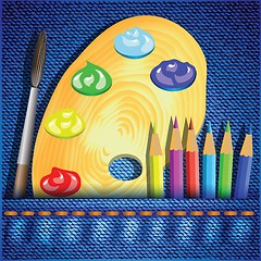 Image showing pencils and paintbrush