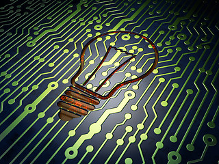 Image showing Finance concept: Light Bulb on circuit board background