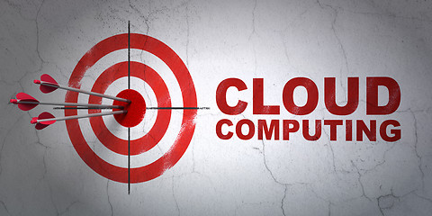 Image showing Technology concept: target and Cloud Computing on wall background