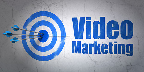 Image showing Business concept: target and Video Marketing on wall background