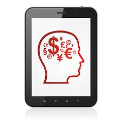 Image showing Education concept: Head With Finance Symbol on tablet pc computer