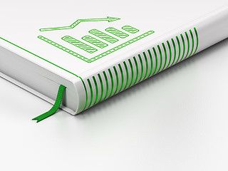 Image showing Advertising concept: closed book, Decline Graph on white background