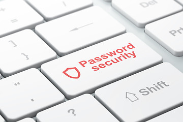 Image showing Safety concept: Contoured Shield and Password Security on keyboard