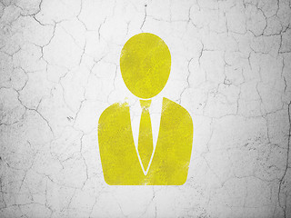 Image showing Marketing concept: Business Man on wall background