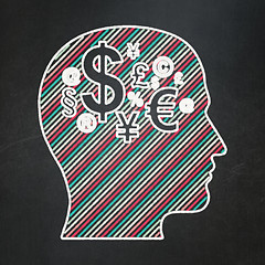 Image showing Head With Finance Symbol on chalkboard background
