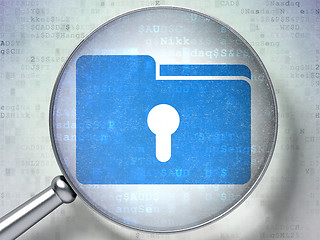 Image showing Folder With Keyhole optical glass on digital background