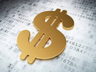 Image showing Currency concept: Golden Dollar on digital background