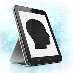 Image showing Advertising concept: Head on tablet pc computer