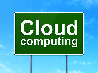 Image showing Networking concept: Cloud Computing on road sign background