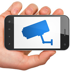 Image showing Protection concept: Cctv Camera on smartphone