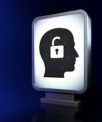 Image showing Finance concept: Head With Padlock on billboard background