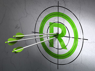 Image showing Law concept: arrows in Registered target on wall background