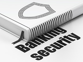 Image showing Privacy concept: book Contoured Shield, Banking Security on white background