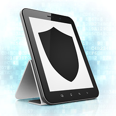 Image showing Security concept: Shield on tablet pc computer