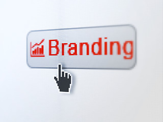 Image showing Marketing concept: Branding and Growth Graph on digital button background