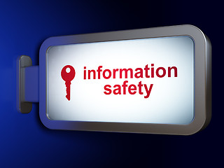 Image showing Protection concept: Information Safety and Key on billboard background
