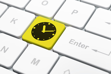 Image showing Time concept: Clock on computer keyboard background