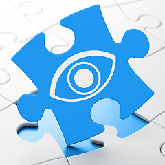 Image showing Security concept: Eye on puzzle background