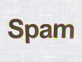 Image showing Protection concept: Spam on fabric texture background
