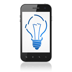 Image showing Business concept: Light Bulb on smartphone