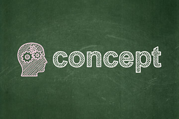 Image showing Marketing concept: Head With Gears and Concept on chalkboard background