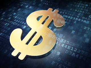 Image showing Currency concept: Golden Dollar on digital background