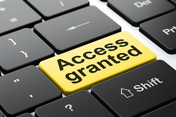 Image showing Privacy concept: Access Granted on computer keyboard background