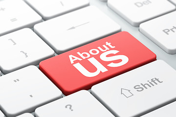 Image showing Marketing concept: About Us on computer keyboard background