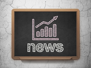 Image showing Growth Graph and News on chalkboard background