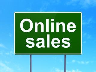 Image showing Advertising concept: Online Sales on road sign background