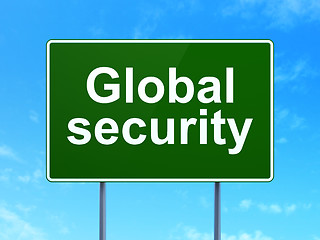 Image showing Safety concept: Global Security on road sign background