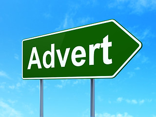Image showing Marketing concept: Advert on road sign background
