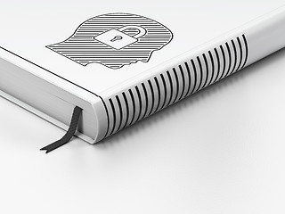 Image showing Finance concept: closed book, Head With Padlock on white background