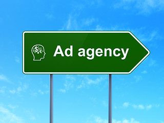 Image showing Advertising concept: Ad Agency and Head With Finance Symbol