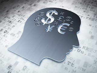 Image showing Education concept: Silver Head With Finance Symbol on digital background