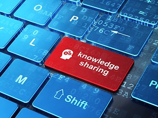 Image showing Education concept: Head With Gears and Knowledge Sharing