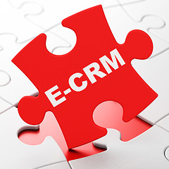 Image showing Business concept: E-CRM on puzzle background