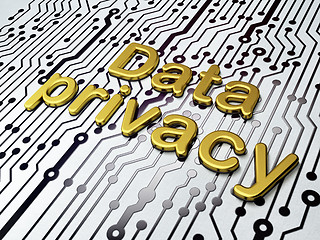 Image showing Golden Data Privacy on Circuit Board background