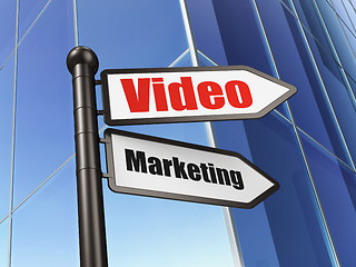 Image showing Finance concept: sign Video Marketing on Building background