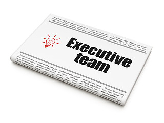 Image showing Business concept: newspaper with Executive Team and Light Bulb
